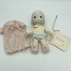 Precious Moments Porcelain Figurine Doll TRISH Open Edition Pink Vintage‎ 1984